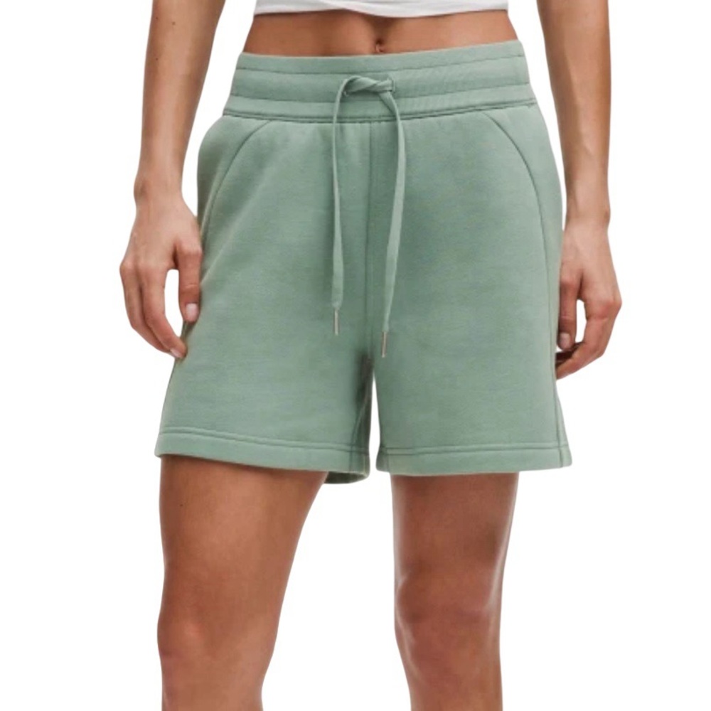 Lululemon Athletica Scuba High Rise Sage Green Athletic Drawstring Waist Shorts